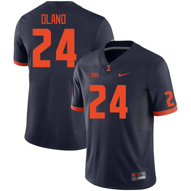 Men #24 David Olano Illinois Fighting Illini College Football Jerseys Stitched Sale-Navy